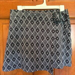Express Tricot Gray Abstract Geometric Low Waist Mini Wrap Skirt Mod 7/8